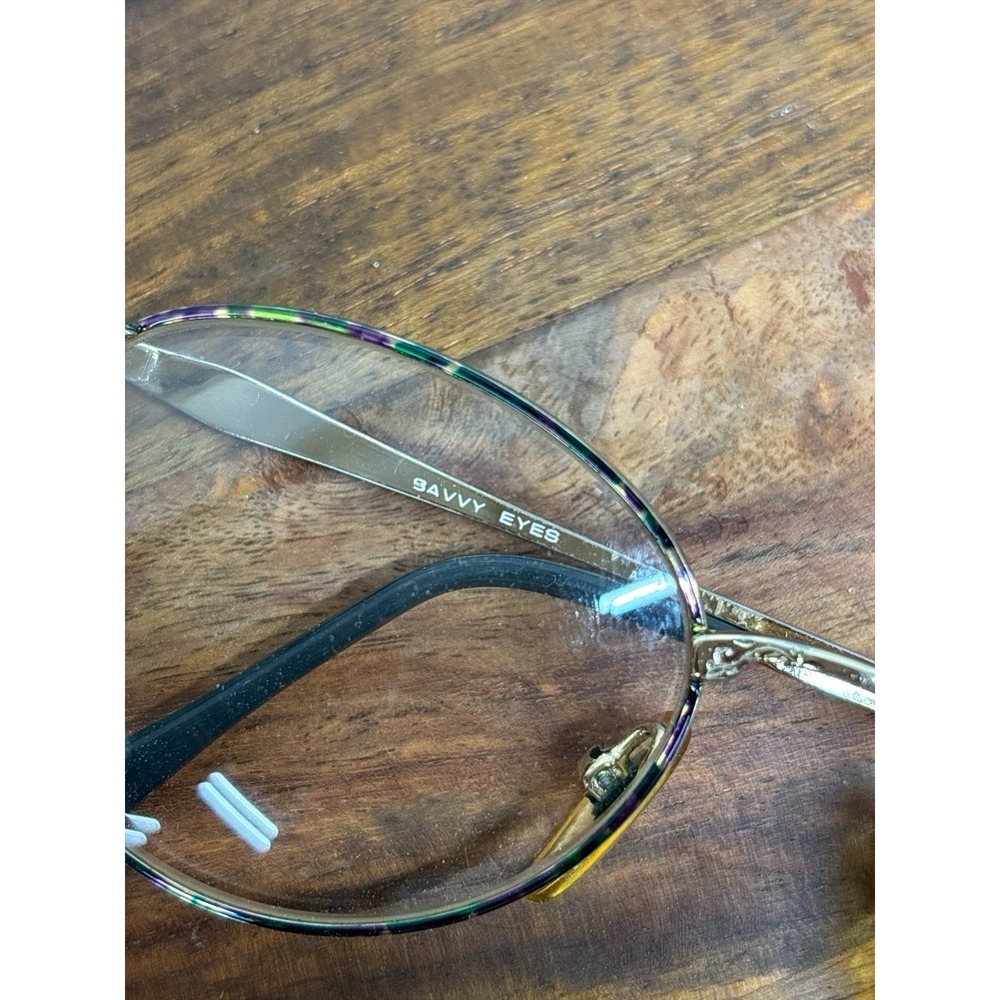 Vintage‎ Multicolor/Gold Savvy Unique Round Metal Scrollwork Frame Eyeglasses - Picture 8 of 9